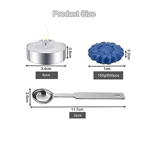 600 Pièces Perles de Cire à Cacheter Tournesol Sceaux de Cire avec 2 Cuillères de Fusion et 4 Bougies de Thé pour Sceller et Décorer des Lettres (Couleurs Mélangées)