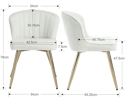 Wahson Chaises de Salle a Manger en Velours Lot de 2 Chaise Salle à Manger Moderne avec Coussin Épais Chaise de Cuisine avec Pied Doré, Chaise en Velours pour Salle à Manger/Restaurant, Beige