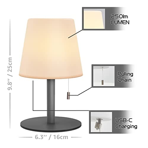 MALUX Lampe de Table sans fil 8 couleurs Blanc chaud Dimmable Lampe Table exterieur Rechargeable IP54 étanche Décoration idéale pour votre maison et votre jardin Table à manger (Gris)