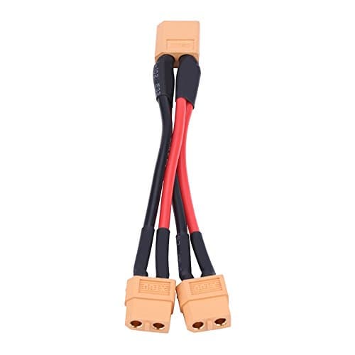 2Types 60 Adaptateur de connecteur de Pack de Batterie parallèle Câble 14AWG Câble d'adaptateur parallèle Remplacement pour RC Lipo(1 Female to 2 Male)