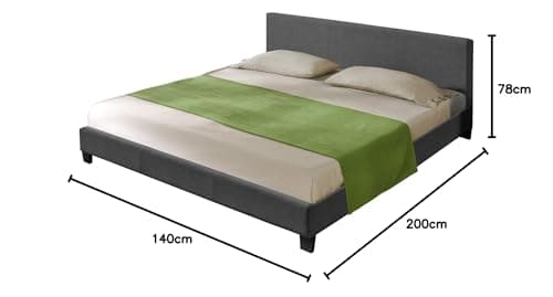 Corium Lit Double Rembourré Design Sommier à Lattes Polyester 140 x 200 cm Gris Foncé