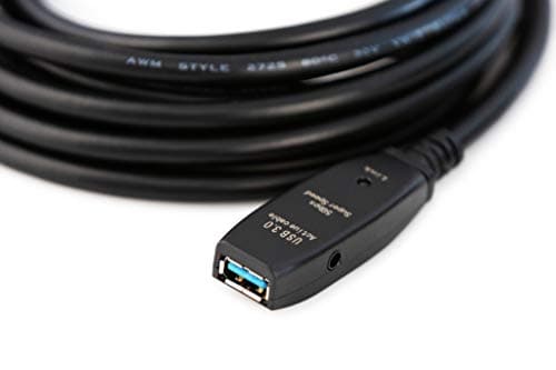 MutecPower Câble USB 3.0 Haute Vitesse - Male vers Femelle - avec 2 Câble LED Répéteur IC ‘’une au milieu et une à l'extrémité’’ - Noir - 15 mètres