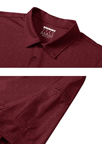 KEFITEVD Polo Homme Golf Tennis à Manche Courte Casual Sport T-Shirt Polyester Slim Fit Vetement,Vin Rouge,S