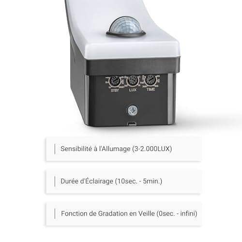 SEBSON LED Luminaire Exterieur avec Detecteur de Mouvement 9m/140° - Eclairage Exterieur Anthracite 20W 1550lm 6000K - IP65 Applique Murale