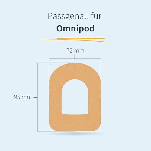 MySweetStitch | Patch de fixation pour Omnipod | Imperméable, respirant et non irritant pour la peau (25 pièces) | extérieur Ø 95 x 72mm | Beige