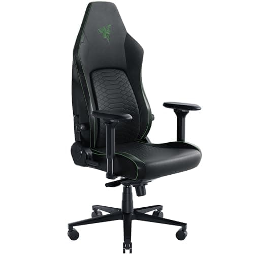 Razer Iskur V2 - Chaise de Jeu avec Support Lombaire adaptatif (Cuir synthétique de qualité EPU, Coussins en Mousse Haute densité, accoudoirs 4D, Courbe Lombaire entièrement réglable) Vert