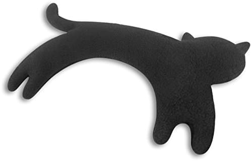 LESCHI Coussin chauffant - Bouillotte micro-ondes - Animal : chat noir - Bouillotte graines de blé bio souple - Idéal pour se réchauffer en hiver et tensions au niveau cou, épaules, nuque