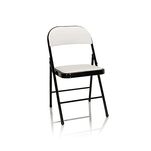hjh OFFICE Chaise Pliante rembourrée en Cuir synthétique TUDELA Chaise Visiteur, Charge maximale 130 kg, Blanc 803001