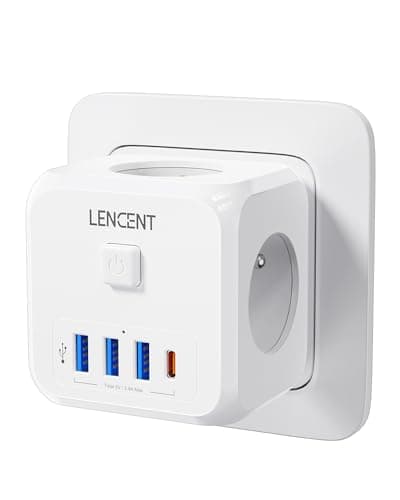 LENCENT Multiprise, 7 en 1 Murale Prise avec Multiple Secteur USB