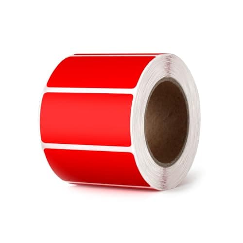 YIKIADA Lot de 500 étiquettes thermiques en vinyle - Rouge - 25 x 50 mm - Rouleau rectangulaire - Autocollant d'adresse - Étanche - Pour nom code-barres QR Code DIY