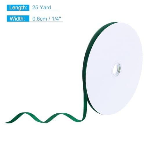 QUARKZMAN Ruban de Velours 0,6cm x22m, 1/4 pouce x 25 Yard Simple Visage Bobine Soyeux pour DIY Artisanat Cadeau Emballage Nœud Décoration Foncé Vert