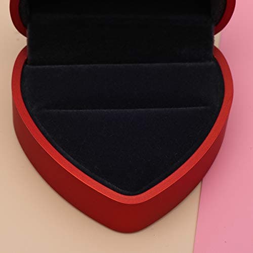 BESPORTBLE Boîte à bagues en bois à LED en forme de cœur - Pour anniversaire de mariage, Saint Valentin (rouge)