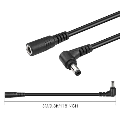 GINTOOYUN 9.8ft DC rallonge 5.5mm X 2.1mm 90degree Angle Droit mâle Femelle câble d'alimentation 18awg pour CCTV sécurité Surveillance intérieure Caméra IP Bande LED, Voiture, etc (Noir)