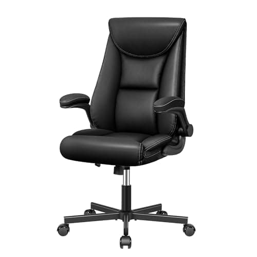 DoChair Chaise Bureau, Chaise de Bureau Ergonomique avec accoudoirs Flexibles, Fauteuil de Bureau avec avec Fonction d'inclinaison et réglable en Hauteur, Chaise Bureau PU Cuir, Noir