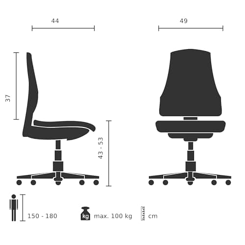 hjh OFFICE Chaise de Bureau Design SOLAO TED B Tissu Teddy, Chaise de Bureau réglable en Hauteur, rembourrée, Noir 645066