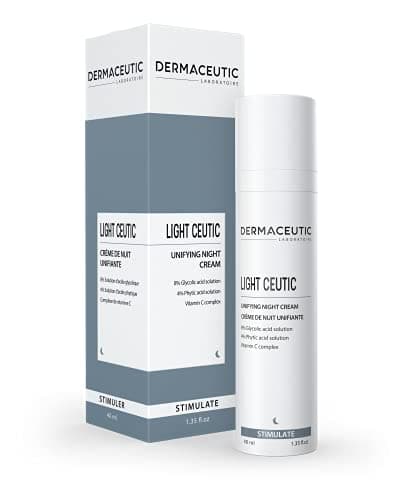 Light Ceutic de Dermaceutic - Crème de nuit unifiante contenant de l'Acide Glycolique en solution, de l'Acide Phytique en solution et un Complexe de Vitamine C - 40ml
