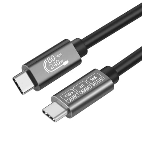 Angusplay Câble Thunderbolt 5 USB C 80Gbps, PD 240W de charge, 16K/ 8K Video Display, TB5 Cabel compatible avec Thunderbolt 4/3, USB4 / USB-C, pour Moniteur, 1M