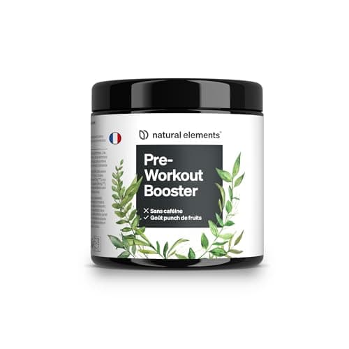 Pre-Workout Booster – zéro caféine – goût punch de fruits – avec niacine, ginseng et BCAA – végane, sans caféine – produit et contrôlé en laboratoire en Allemagne