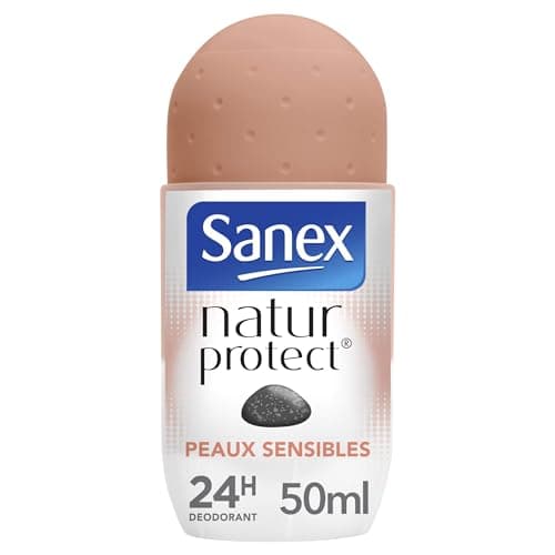 SANEX - Déodorant à Bille Natur Protect Peaux Sensibles - Déodorant pour Homme et Femmes à la Pierre d'Alun - Efficacité 24 h - 50 ml