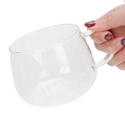 Tasse à lait tasse en verre Borosilicate Transparent avec poignée pour café Cocktail boisson thé maison cuisine fournitures(Lettres blanches)