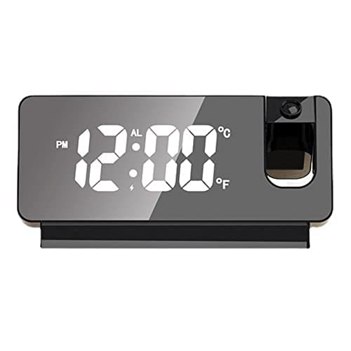 SPORTARC Radio-réveil numérique projecteur projection snooze double réveil radio minuterie USB convertible S282 Horloge numérique électronique silencieuse Noir