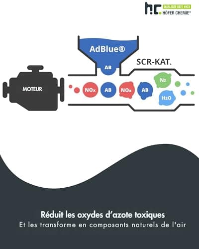 Höfer Chemie AdBlue 1 x 10L avec bec verseur - solution d'urée pour voitures diesel telles que BMW et VW - bidon avec bec verseur - réduit les oxydes d'azote toxiques
