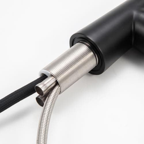 INEX EUROPA Robinet extractible professionnel en métal avec finition noire pour évier de cuisine, modèle INK 777 BLK, avec mitigeur, valve céramique et tête amovible.