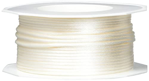 PRÄSENT C.E. Pattberg RHEIN Fil Queue de Rat crème, Bobine de 50 m Cordon Satin pour Bracelet, cordelette Collier, Largeur 3 mm, Emballage Cadeau, Accessoire de décoration