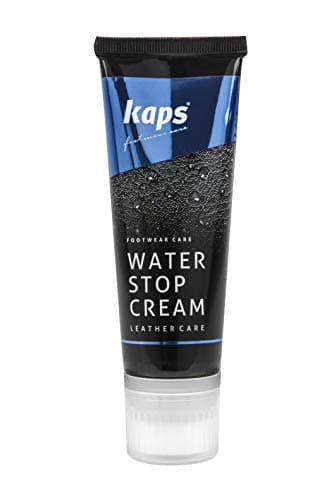 Kaps Crème de Chaussure Imperméabilisante de Qualité pour Bottes en Cuir Lisse, Alimentation avec Applicateur de Cire Naturelle et Éponge, Arrêt D'eau, Plusieurs Couleurs (118 - Noir)