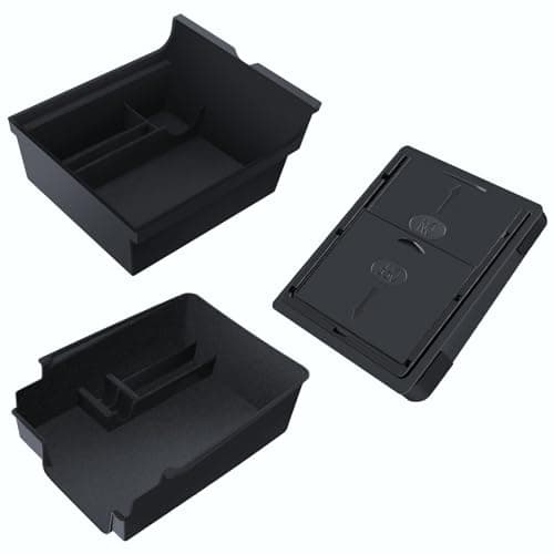 LANTU 3 Pcs Accessoires pour Tesla Model Y 2021-2024 et Model 3 2021-2023, Organisateur de Console Centrale, Boîte de Rangement pour Accoudoir et Boîte de Rangement Cachée