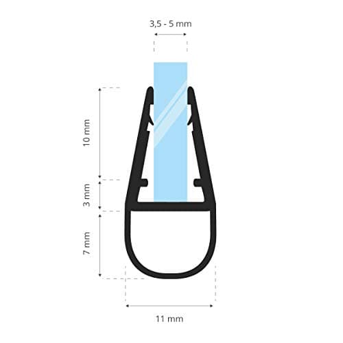 STEIGNER Joint de Douche pour paroi en Verre, 100cm, vitre 3,5/4/5mm, Joint d'étanchéité PVC Droit pour Les cabines de Douche réctangulaires, UK06