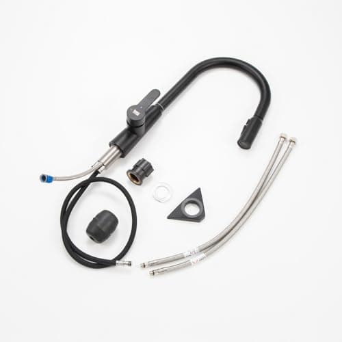 INEX EUROPA Robinet extractible professionnel en métal avec finition noire pour évier de cuisine, modèle INK 777 BLK, avec mitigeur, valve céramique et tête amovible.