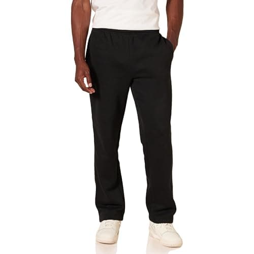 Amazon Essentials Pantalon de Survêtement en Polaire à Bas Ouvert (Existe en Grandes Tailles) Homme, Noir, XL