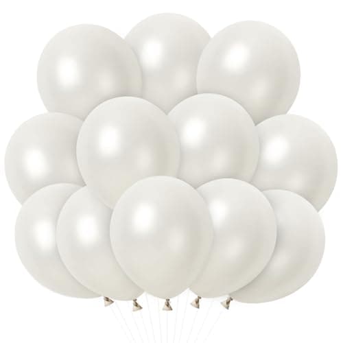 100 Blanc Ballon Nacré, Ballon Baudruche Blanc Helium Latex 30cm pour Mariage,Naissance, Bapteme Fille, Baby Shower Garcon, Anniversaire Fete
