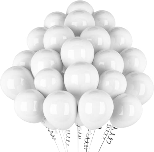 hpnparty Ballon Blanc 100 Pièces - 12" 30 cm -Latex Naturel - Mat Ballon Blanc | Ballon Gonflable Hélium | Décoration pour Anniversaire, Baptême, Fete