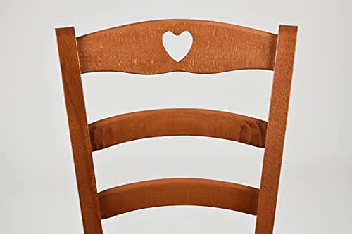 Tommychairs - Set 4 Chaises Cuore pour Cuisine, Bar et Salle à Manger, Robuste Structure en Bois de hêtre peindré en Cerisier et Assise rembourrée et revêtue en Tissu Couleur Ivoire