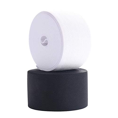 MYUREN 50mm Bandes Elastique Plates Ceinture Bande Ruban élastiques Couture Vetement, Artisanat, Pantalon, Perruque -9m (4.5m Noir, 4.5m Blanc)