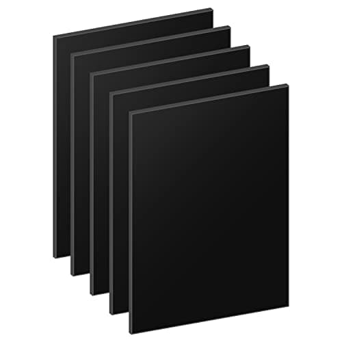 DRERIO 5 Pièces Feuilles Acryliques Noirs Petits Panneaux Feuilles Plastique 2 mm Peinture, Cadre Photo,Impression (18 x 13 cm)