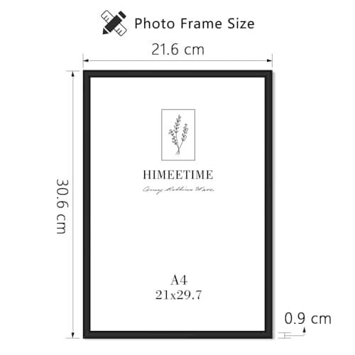 HIMEETIME® 3x Cadre photo A4 en aluminium noir,3 packs de cadres photo de certification avec plexiglas pour affichage mural, 21 * 30cm