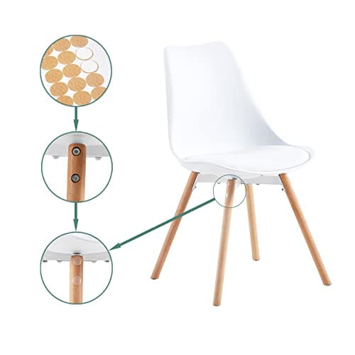 LafeuR Ensemble de Salle à Manger Rectangulaire avec 4 Chaises pour Cuisine, Salle à Manger et Salon (Table Blanc + 4 Chaises Blanc)
