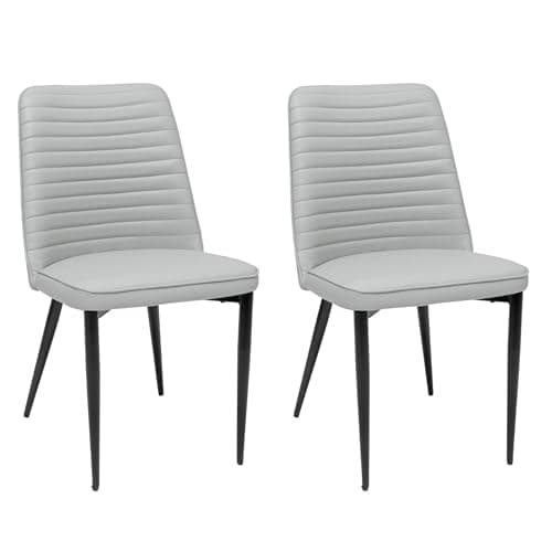 MINCETA Lot de 2 chaises de salle à manger, modernes, en cuir synthétique, avec dossier rembourré, pour cuisine, salle à manger, gris clair