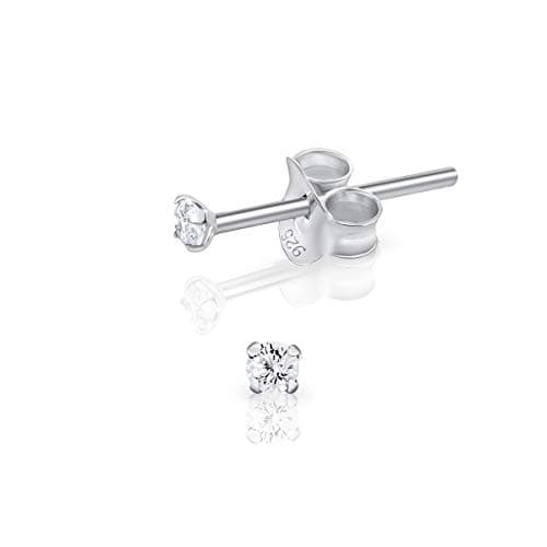 DTPsilver® Boucles d'Oreilles Femme Argent - Boucle d'Oreille Homme - diamant - Helix - Percing Oreille - Puces d'Oreilles Femme - swarovski boucles d'oreilles - Diamètre: 2 mm