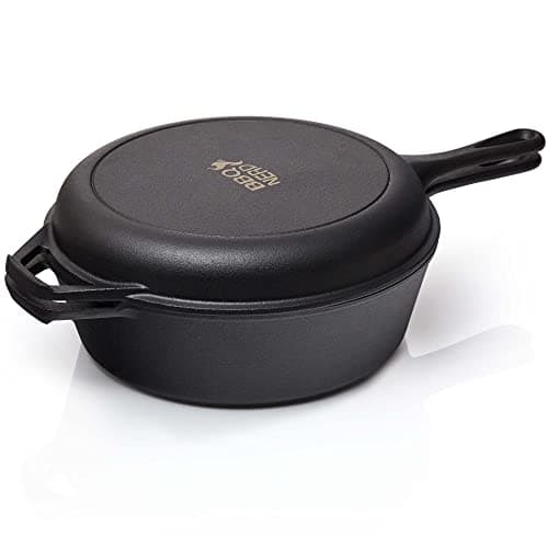 BBQ-Nerd© Cocotte 3,5 l avec fonction 2 en 1 | Ensemble de cuisine : marmite pour cuisinière, four et barbecue avec poêle | casserole en fonte