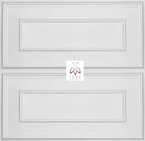 Lot de 4 panneaux muraux 3D décoratifs - En polystyrène XPS - 100 x 50 cm / 2 m2 - Cadre classique - XL 3 mm d'épaisseur (blanc R.XL)