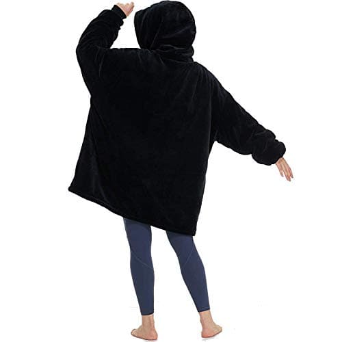 Sweat à Capuche Super Dalian, Veste à Capuche Double Face Super Confortable et épaisse avec de Grandes Poches, Convient aux Hommes et aux Femmes Adultes - noir - taille 1