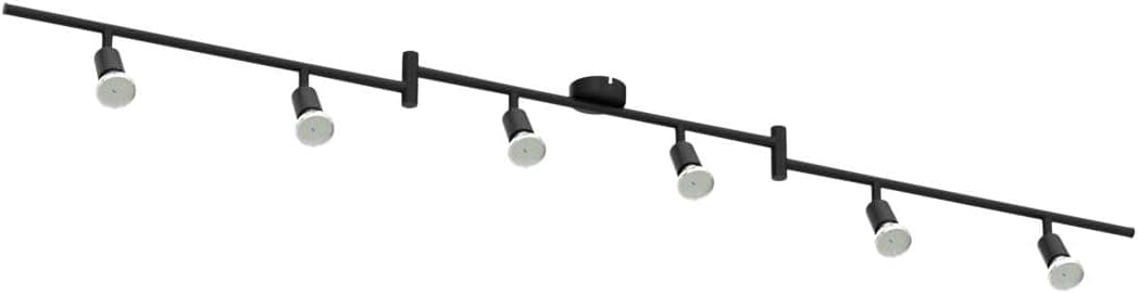 wowatt Plafonnier 6 Spots LED Noir avec GU10 5W Blanc Froid 6000K Ampoules | Moderne Rampe Interieur Plafond Orientable, Rail Luminaire Plafonnier Spot pour Chambre Salon Salle à Manger Cuisine Couloir