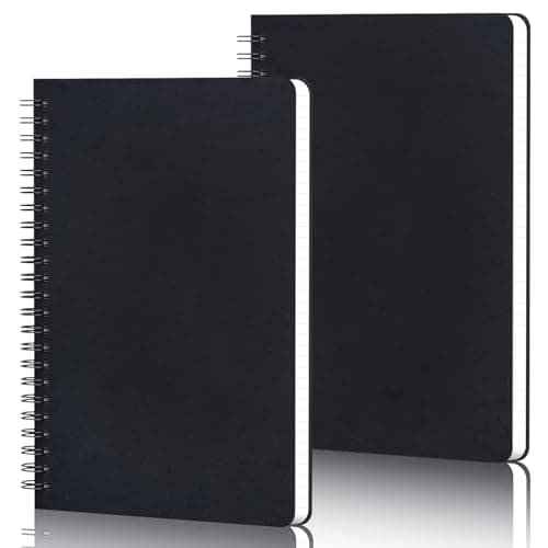Yarotm Cahier ligné à spirale A5, 2pcs 5.5x8.3inch Lined Travel Notebooks Journal, Bloc-notes mémo carnet de croquis, livre à spirale ligné pour affaires de bureau-couverture noire