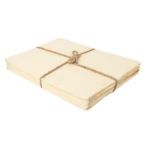 OVERDOSE Deckle Edge Paper – Lot de 50 feuilles de coton faites à la main – Peintures, dessins, lettres, papeterie – Épais 200 g/m2 – Taille 20,3 x 15,2 cm