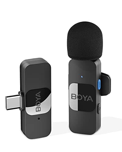 Boya BY-V10 Micro Cravate, Micro Cravate sans Fil USB-C pour Smartphone Android/Type-C/Gopro/Action 2/3 Micro Smartphone pour Podcast Facebook Youtube Vlogging Enregistrement Vidéo