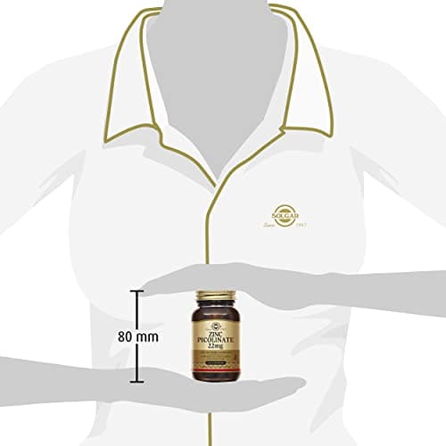 Solgar Zinc Picolinate 22mg - Défenses immunitaires - Zinc hautement assimilable - Nutriment Clé - Complément Alimentaire - Flacon de 100 comprimés